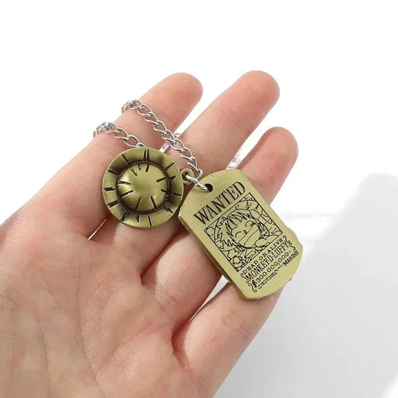 Otaku golden hat necklace charm one piece anime Luffy manga chain jewelry fashio - Picture 3 of 3